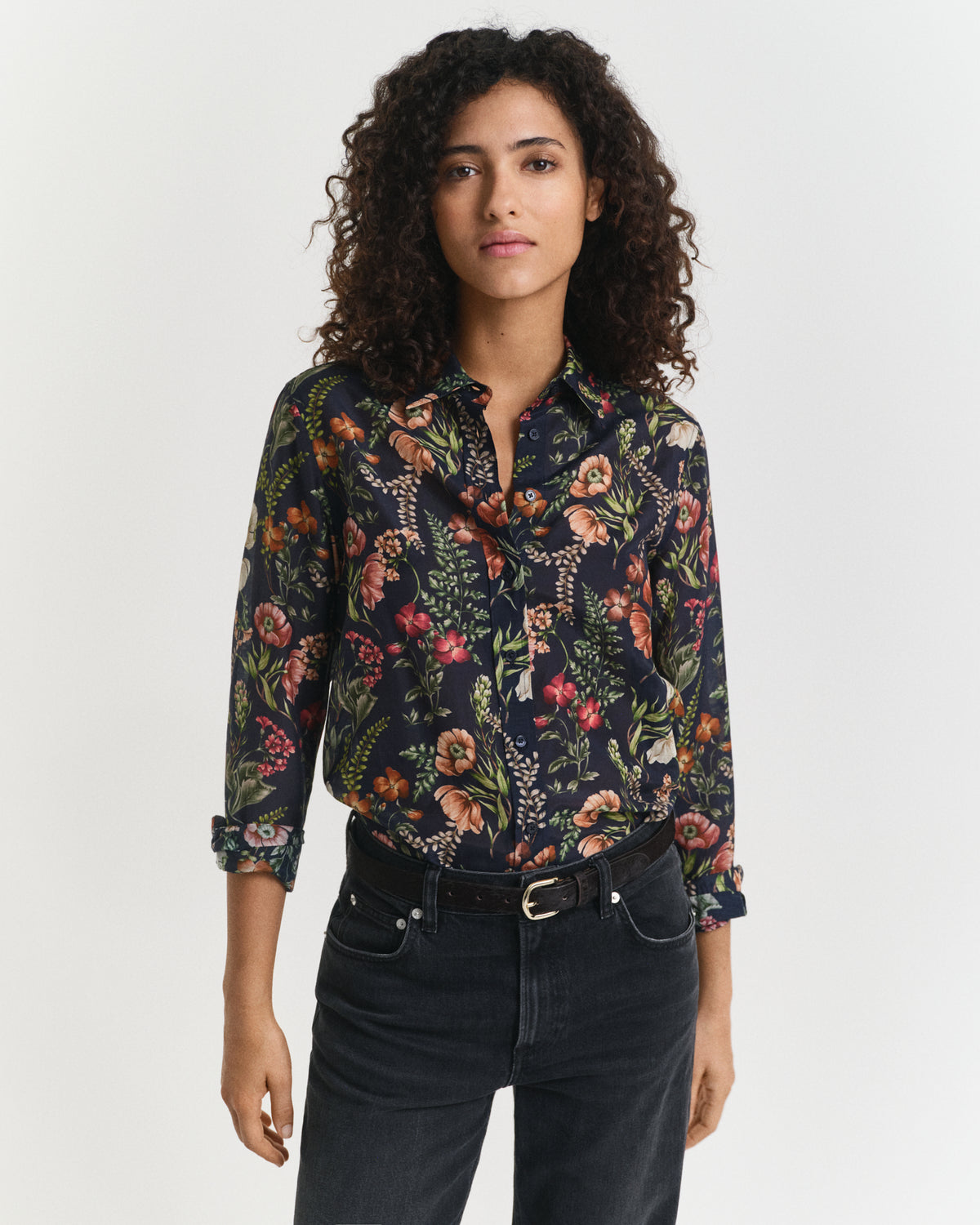 Regular Fit Floral Printed Cotton Silk Shirt