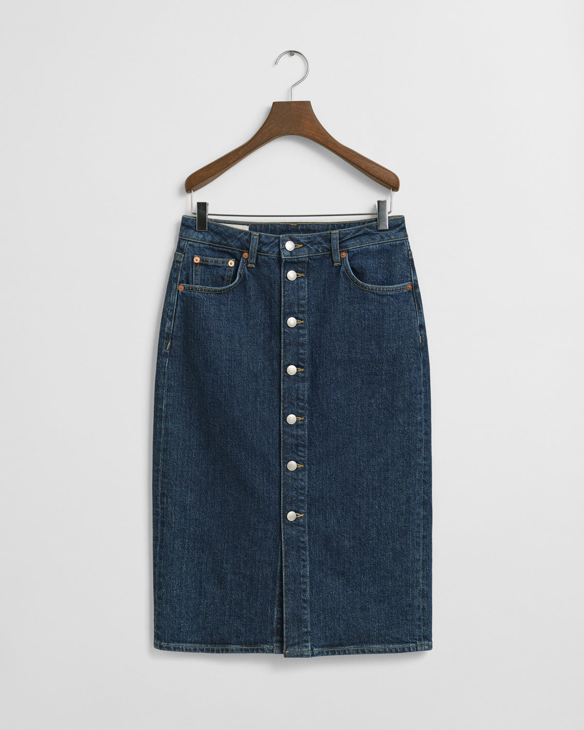 Buttoned Midi Denim Skirt