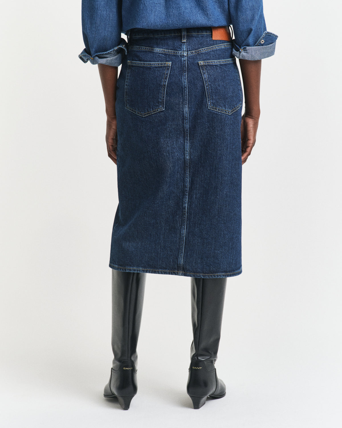 Buttoned Midi Denim Skirt