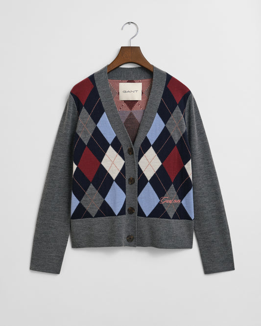 Argyle V-Neck Cardigan