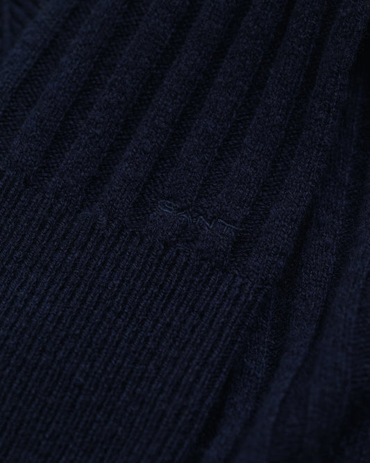 Ribbed Wool V-Neck Sweater