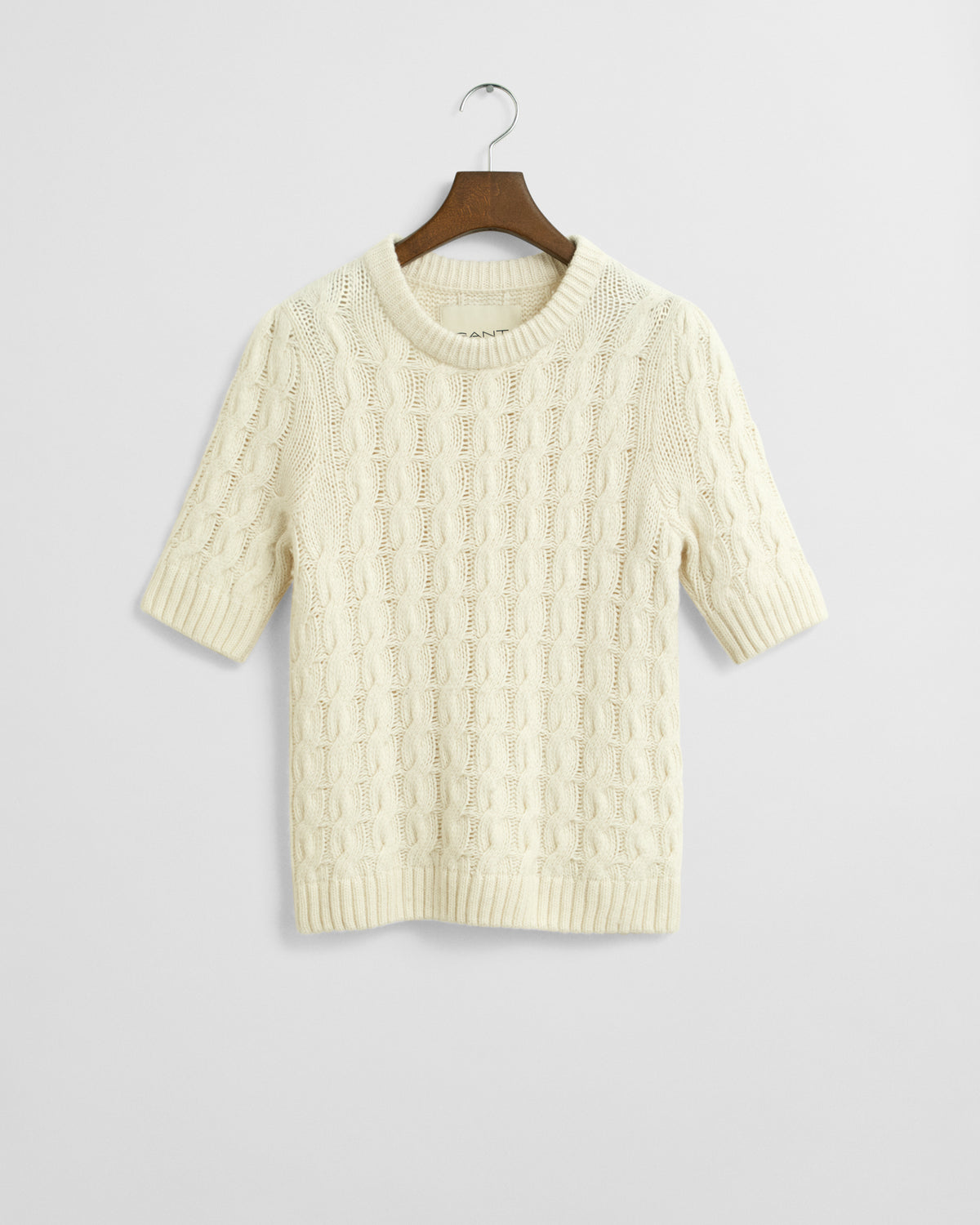 Puff Sleeve Cable Knit Short Sleeve Dress