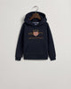 EVENING BLUE, ARCHIVE SHIELD HOODIE, FLAT-LAY BY GANT AU.