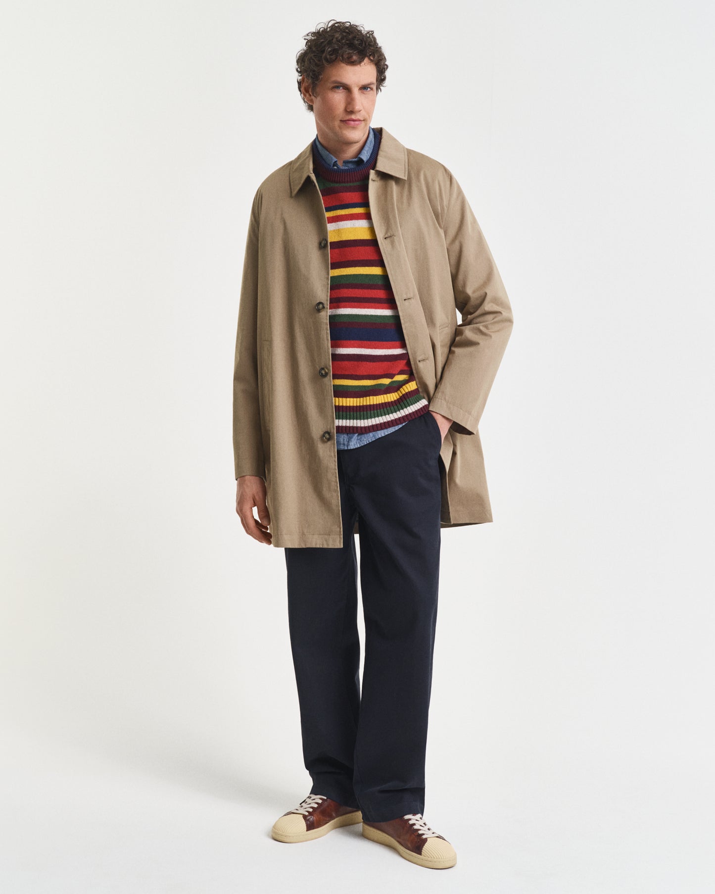 Multicolored Striped Crew Neck Sweater