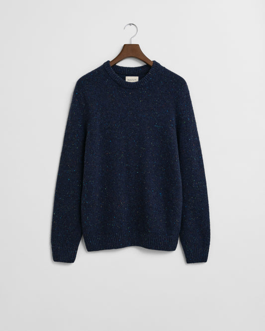 Wool Blend Nepps Crew Neck Sweater
