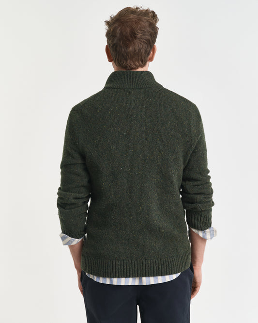 Wool Blend Nepps Half-Buttoned Sweater