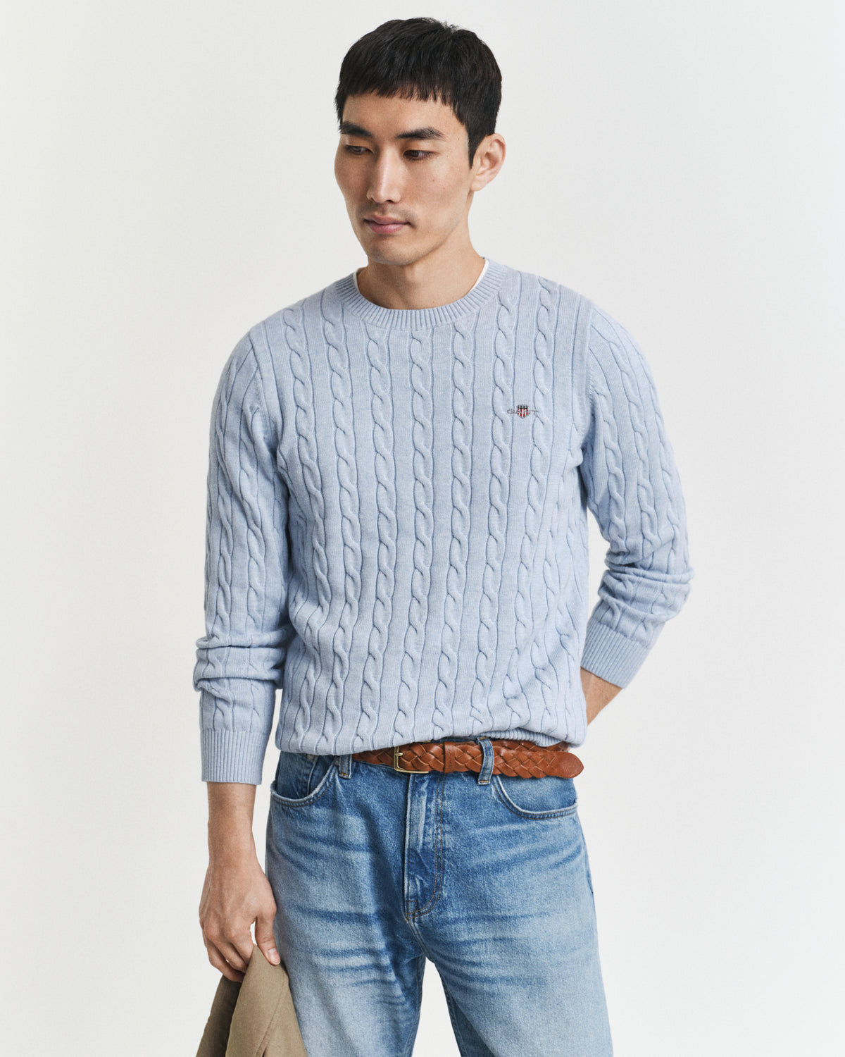 Cotton Cable Knit Crew Neck Sweater