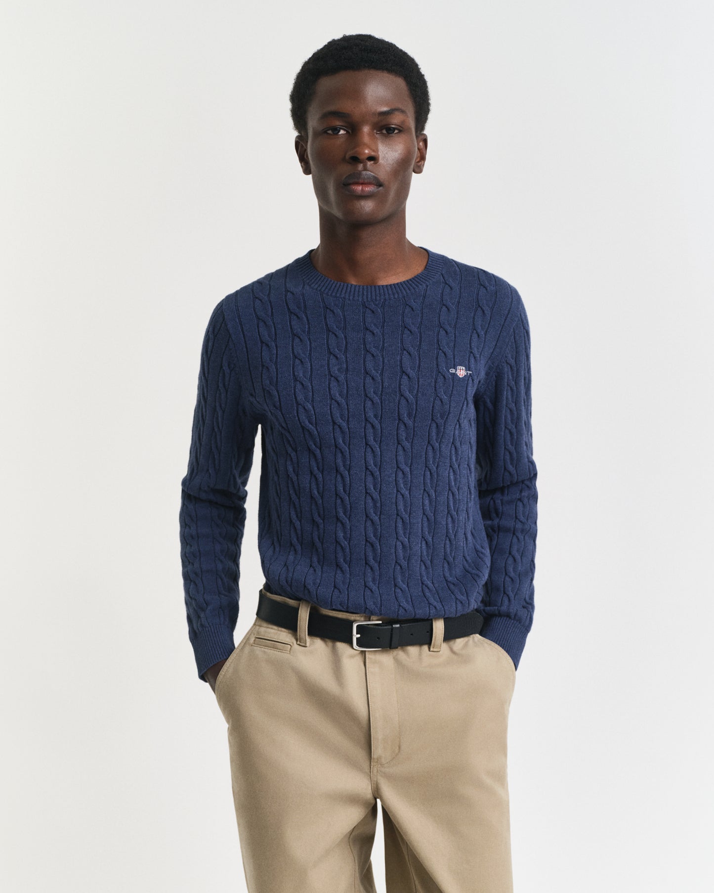 Cotton Cable Knit Crew Neck Sweater