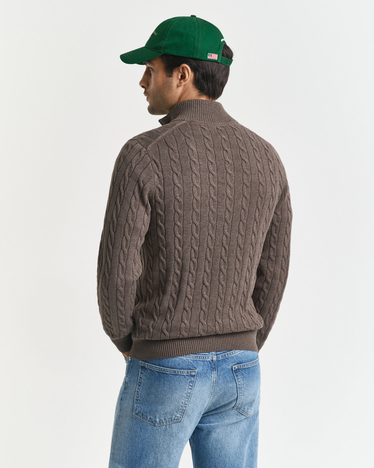 Cotton Cable Knit Half-Zip Sweater
