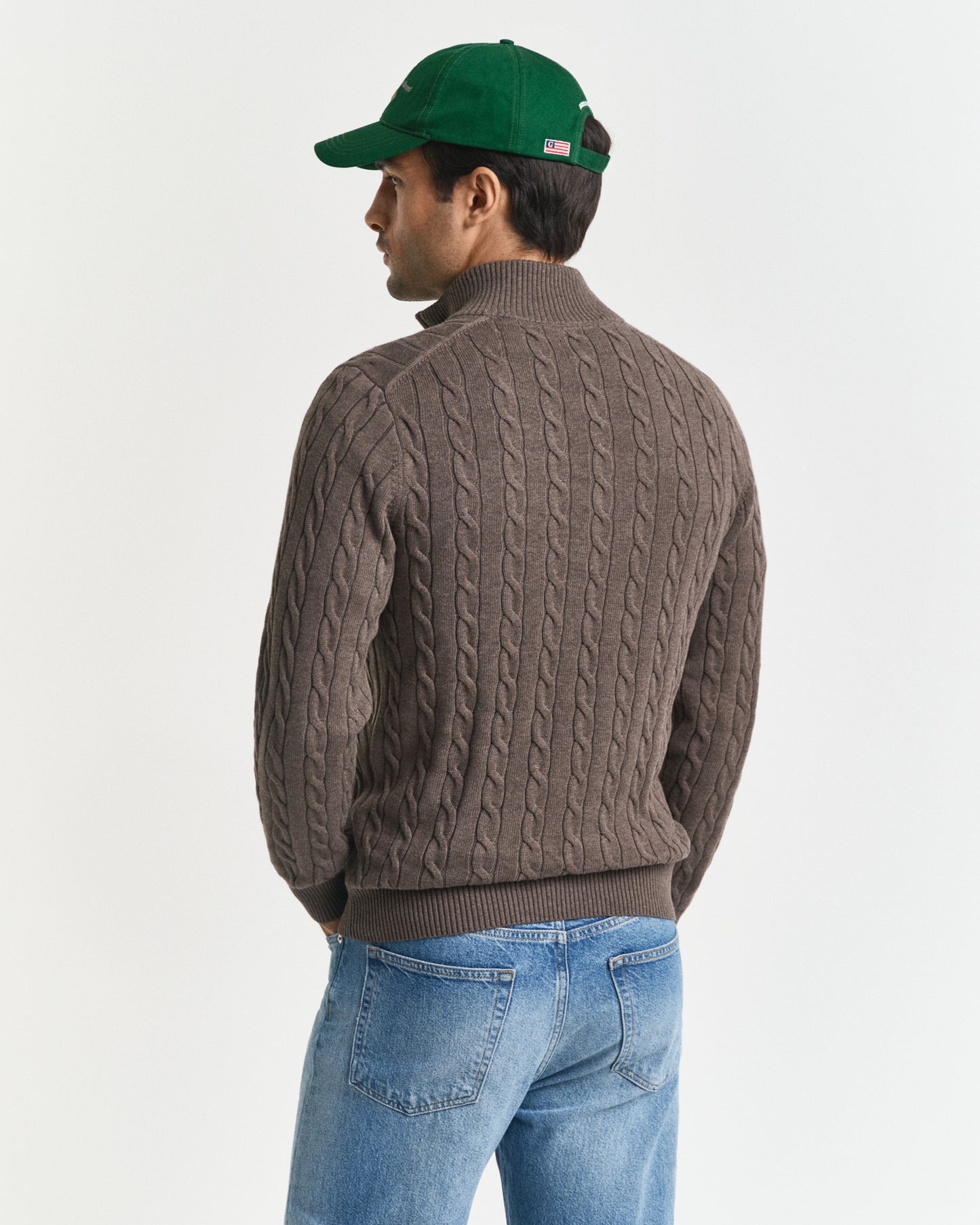 Cotton Cable Knit Half-Zip Sweater