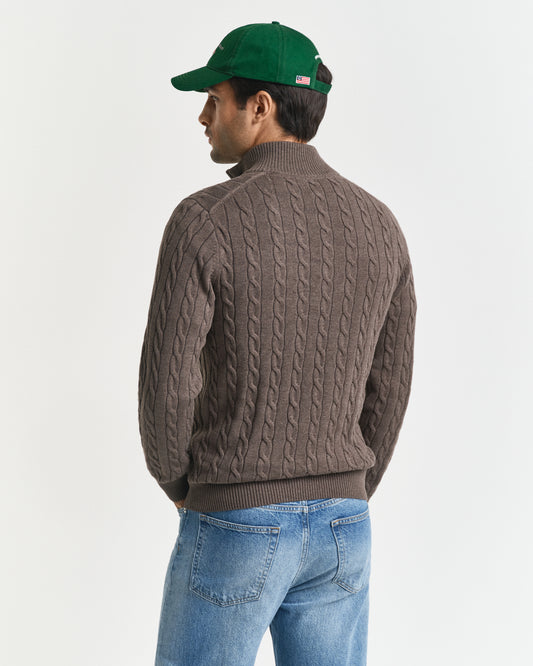 Cotton Cable Knit Half-Zip Sweater
