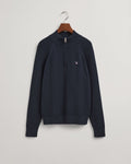 EVENING BLUE, D1. CASUAL COTTON RIBBED HALF ZIP, FLAT-LAY BY GANT AU.