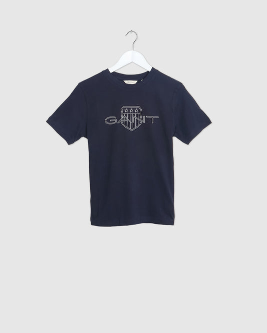 EVENING BLUE, Teens Contrast Shield T-Shirt BY GANT AU.