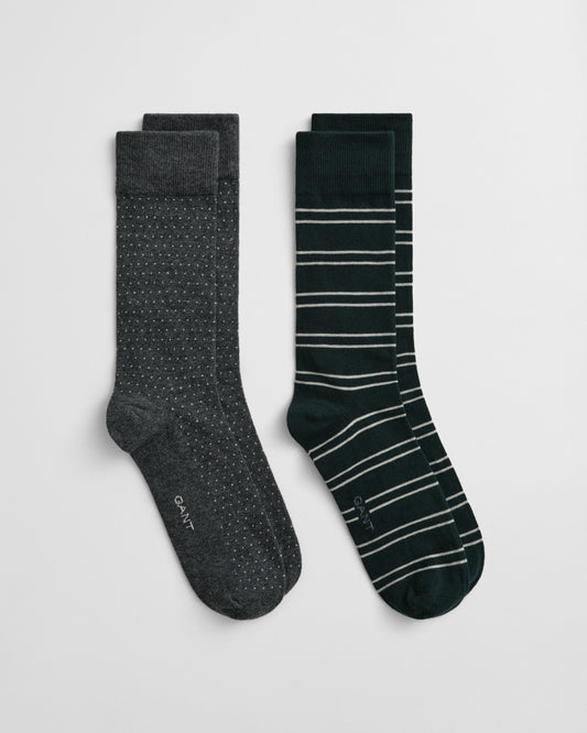 STRIPE AND MINI DOT SOCKS 2-P