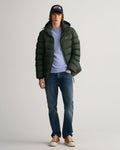 LAKE BLUE MEL, SUPERFINE LAMBSWOOL CREW, FRONT-VIEW BY GANT AU.